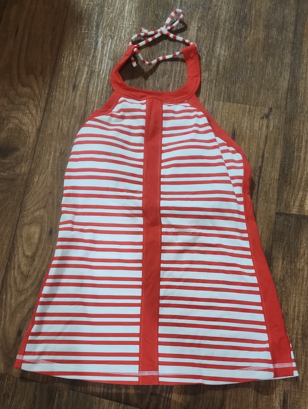lululemon athletica Red and White Striped Halter One-Piece Swim
